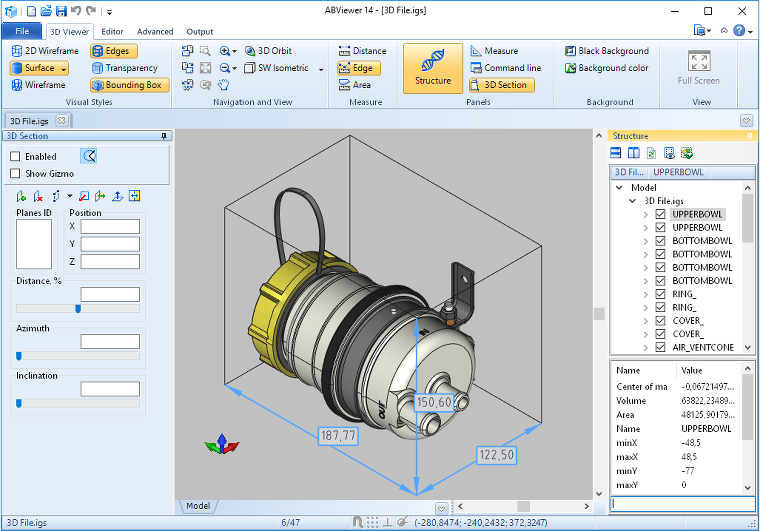 3D Model bounding box in ABViewer